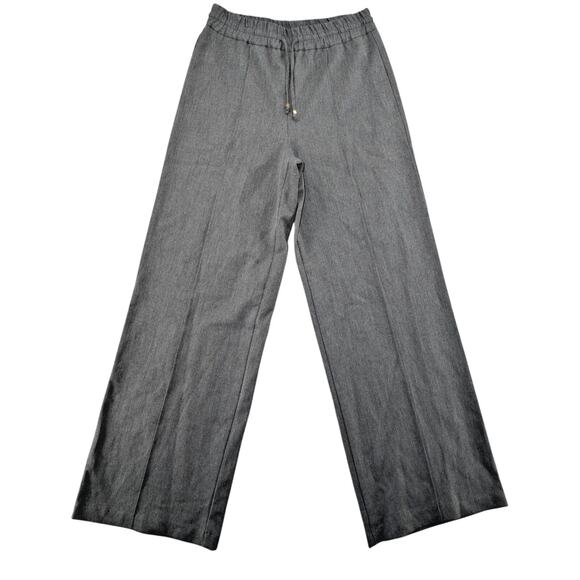 Zara Gray Wide Leg Drawstring Pants Women’s Medium Straight Relaxed Fit - Picture 1 of 5